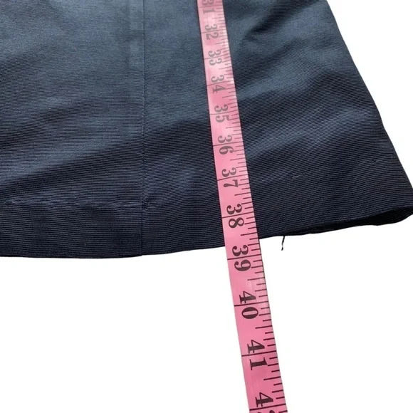 Ann Taylor Dress Navy Blue Cotton Silk Blend White Attached Belt w/Bow Sz 4 - Picture 6 of 7